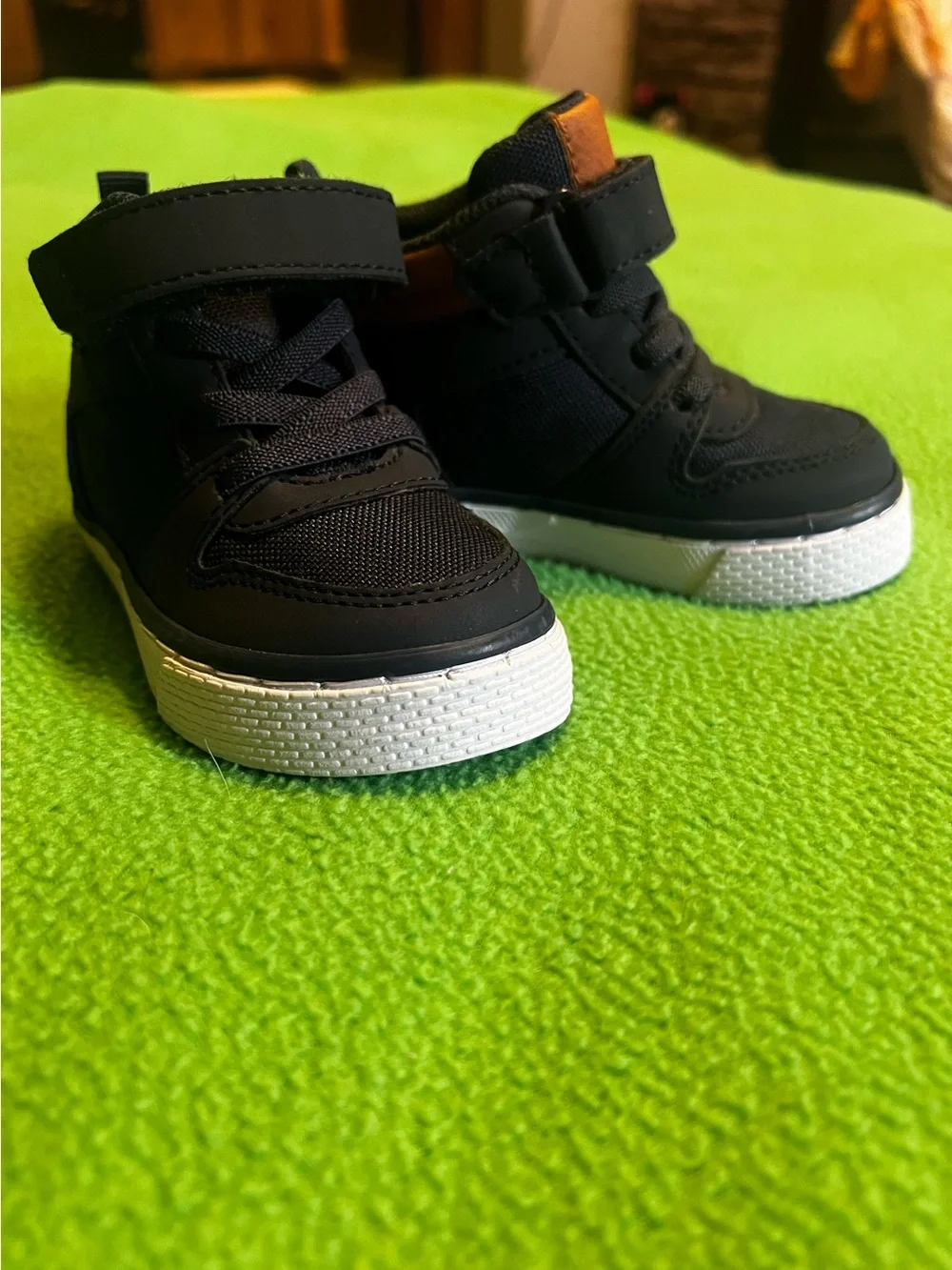 The Children's Place Navy High-Top Sneakers with Tan Accent